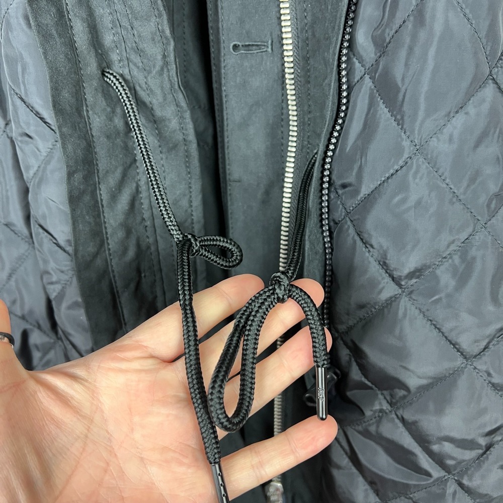 Abercrombie & Fitch Parka Jacket Womens Small Black Faux Fur Lined Hooded Winter - Picture 15 of 16